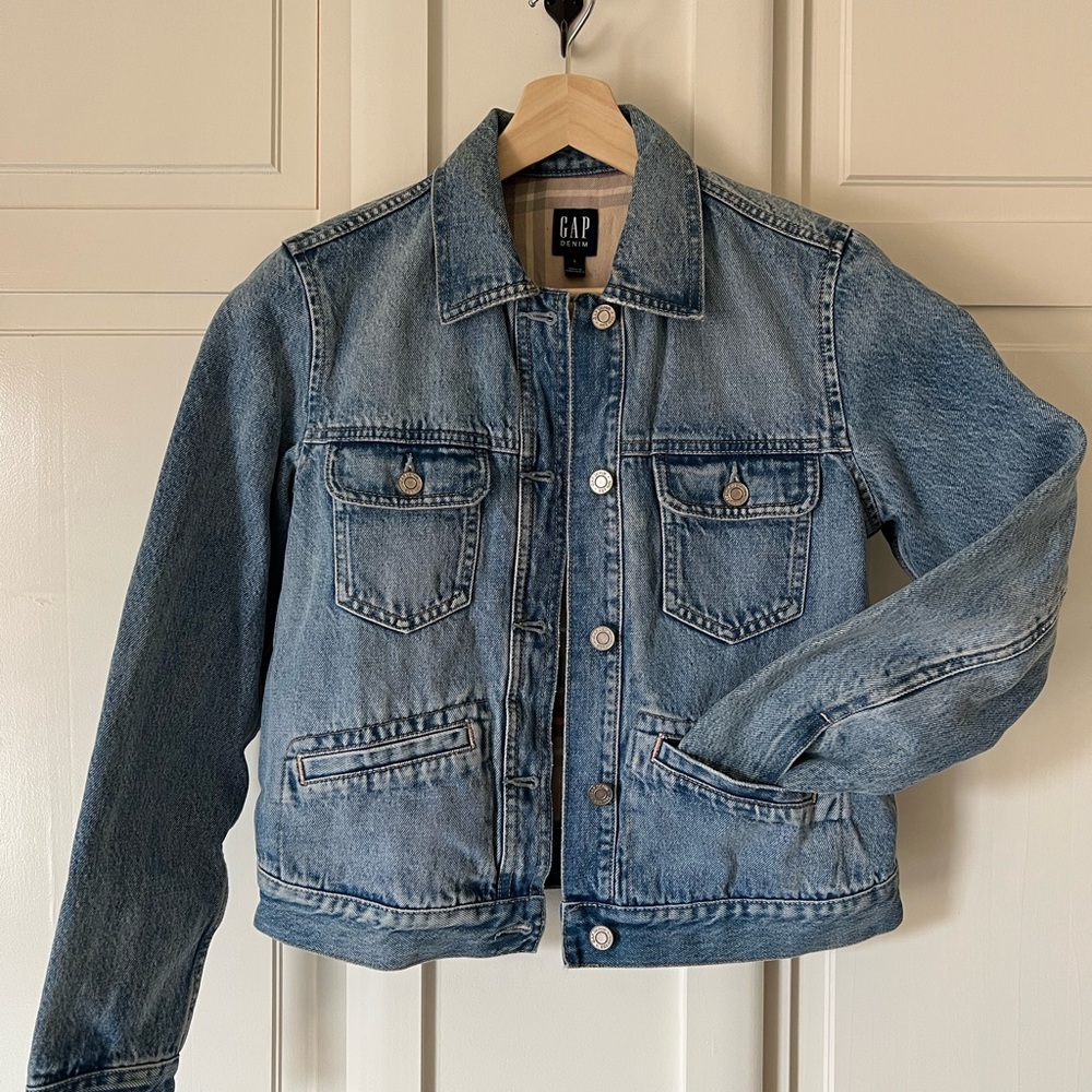 GAP Denim Jacket - Plaid Cotton Lining